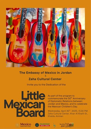 The embassy of Mexico, in partnership with Zaha Cultural Centre, on Wednesday inaugurates the “Little Mexican Board” as part of a celebration marking Mexican Children's Day and the 50th anniversary of diplomatic relations between Mexico and Jordan Photo courtesy of the embassy of Mexico